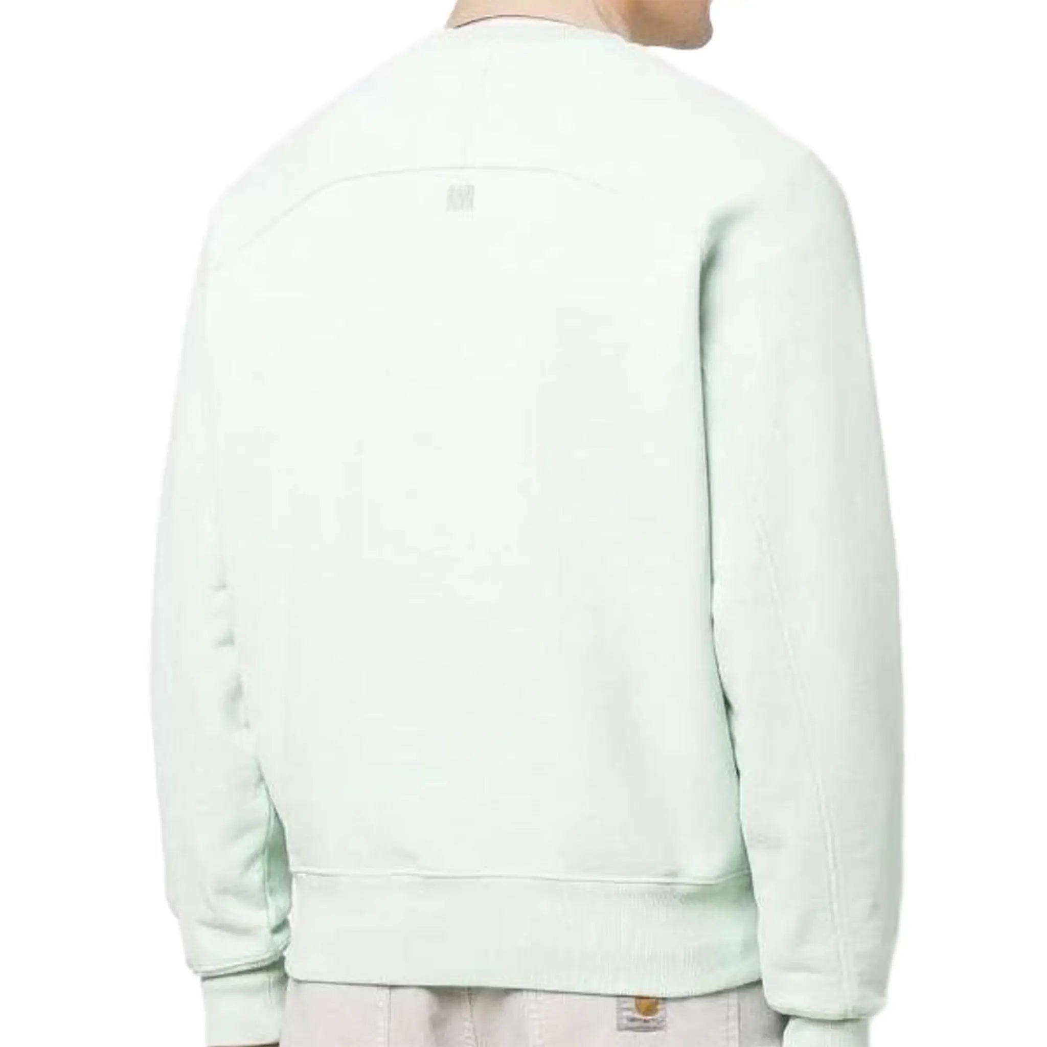 Back Side View of Ami Paris Ami De Coeur Tonal Aqua Green Sweatshirt USW002747-441